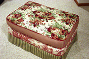 shabby chic ottoman in floral, stripes and toile
